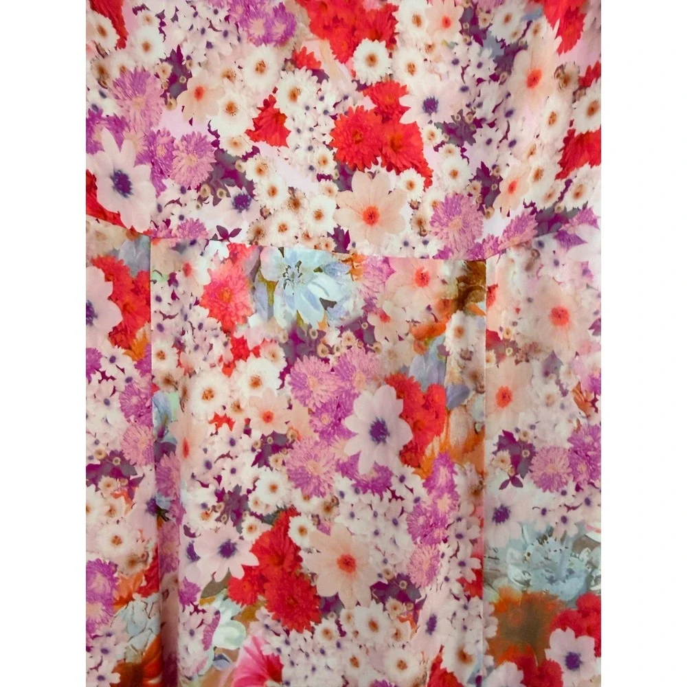 Reiss NWT Floral Ombre Midi Dress US 8 Pink Multicolor Slit Wedding Guest $290 - Picture 10 of 14